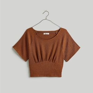 Shirred Crewneck Crop Top Size Large